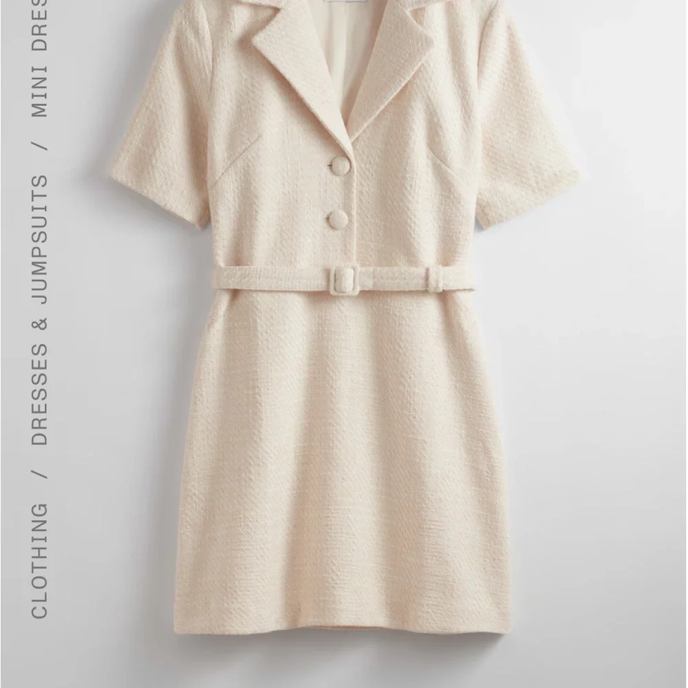 & Other Stories Cream Textured Mini Dress - Picture 2 of 7